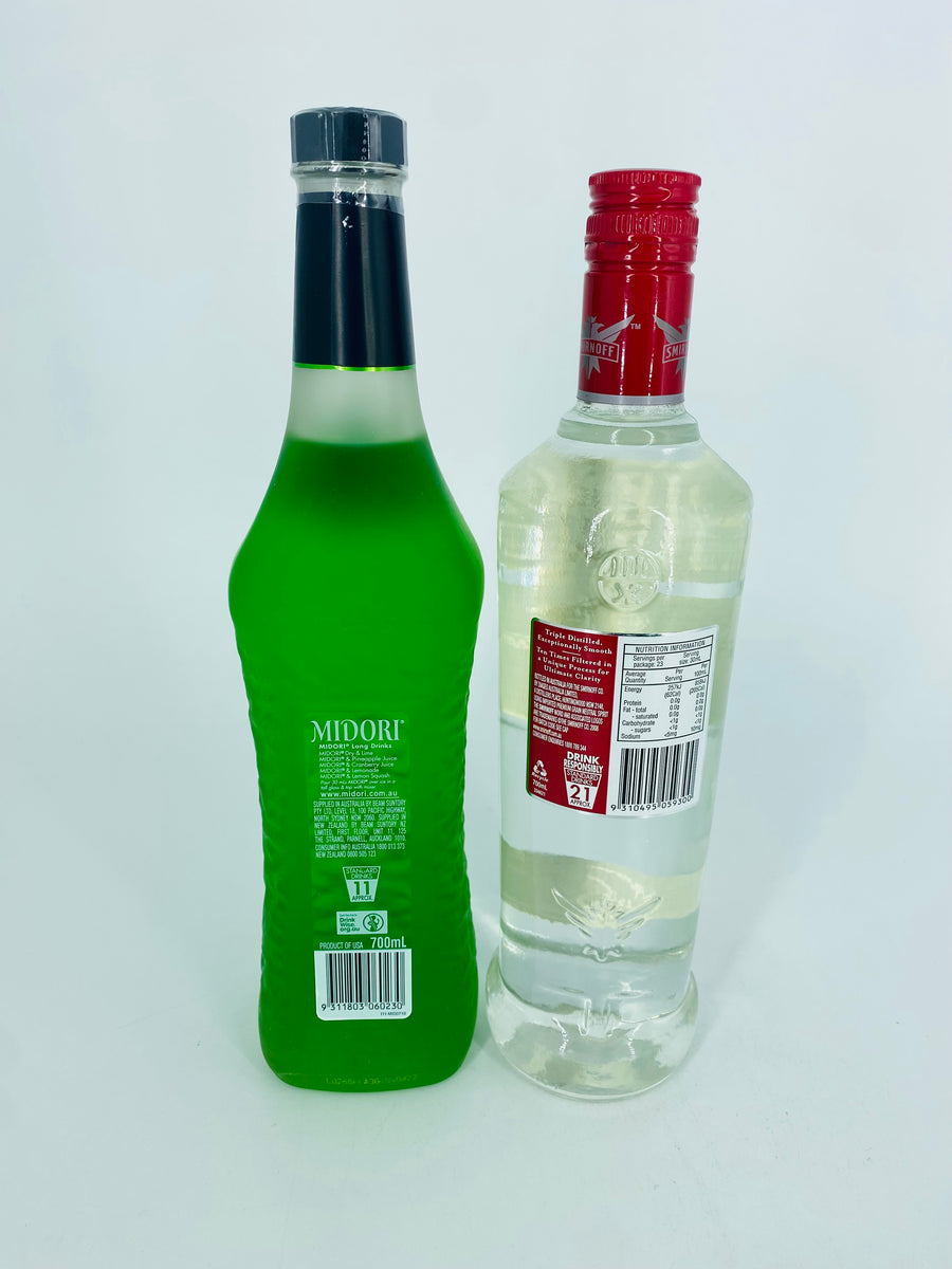 Smirnoff Vodka + Midori Melon Liqueur (2 x700ml) Whisky Trade