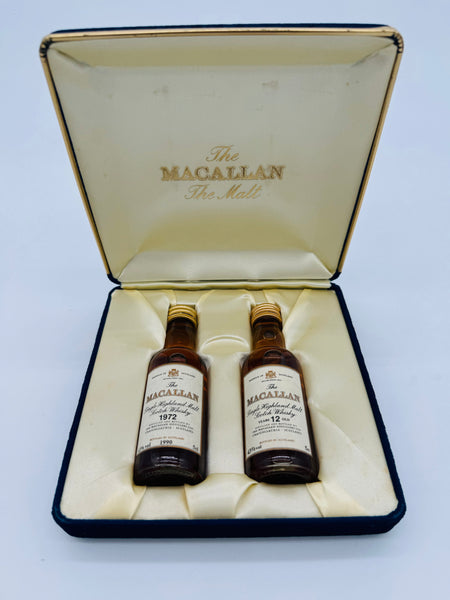 Macallan 18 Year Old 1972 and 12 Year Old Miniatures in gift set (2 x 50ml)