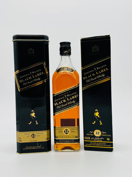 Johnnie Walker Black Label 12 Year Old Black Tin with paper box RARE (700ml)
