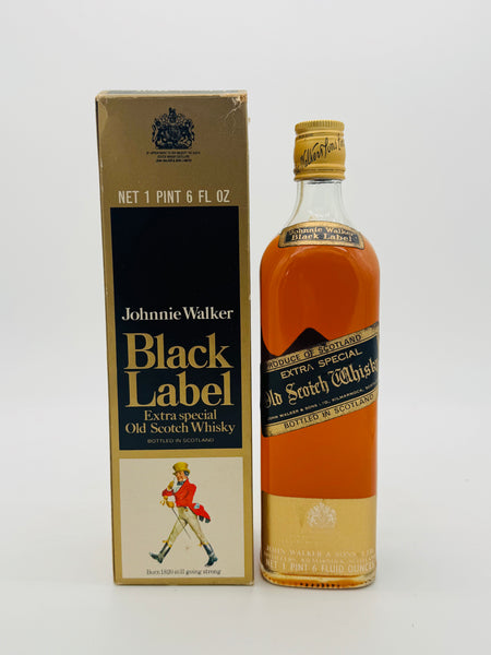 Johnnie Walker Black Label 1960s square bottle 1 Pint 6 Fl Oz (650ml)