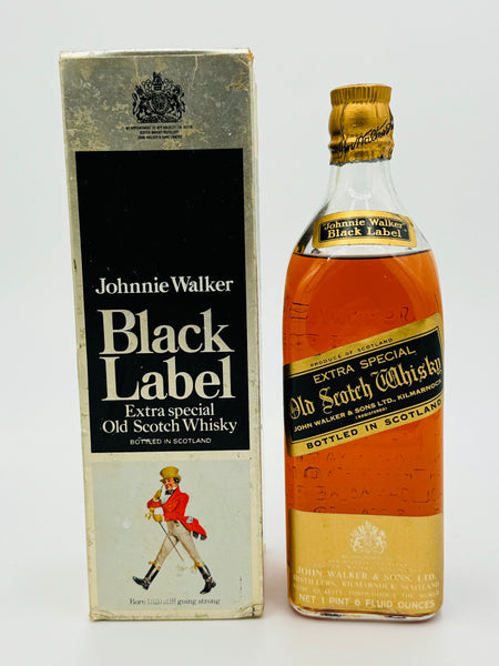 Johnnie Walker Black Label 1960s square bottle 1 Pint 6 Fl Oz (650.62ml)
