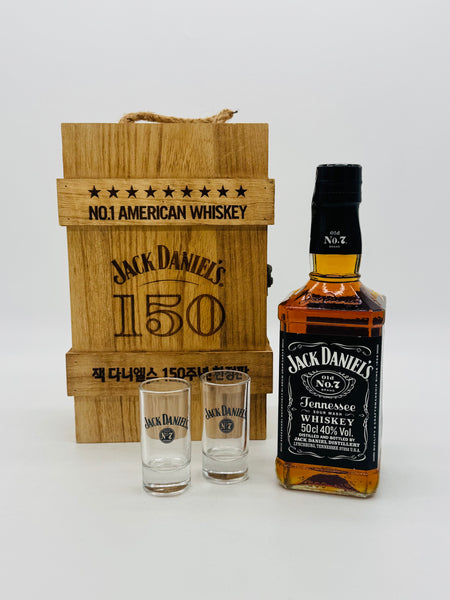 Jack Daniel's 150th Anniversary in Wooden Box and 2 glasses (500ml)